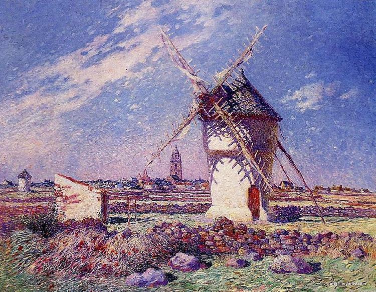 unknow artist Windmills near the Town of Batz France oil painting art